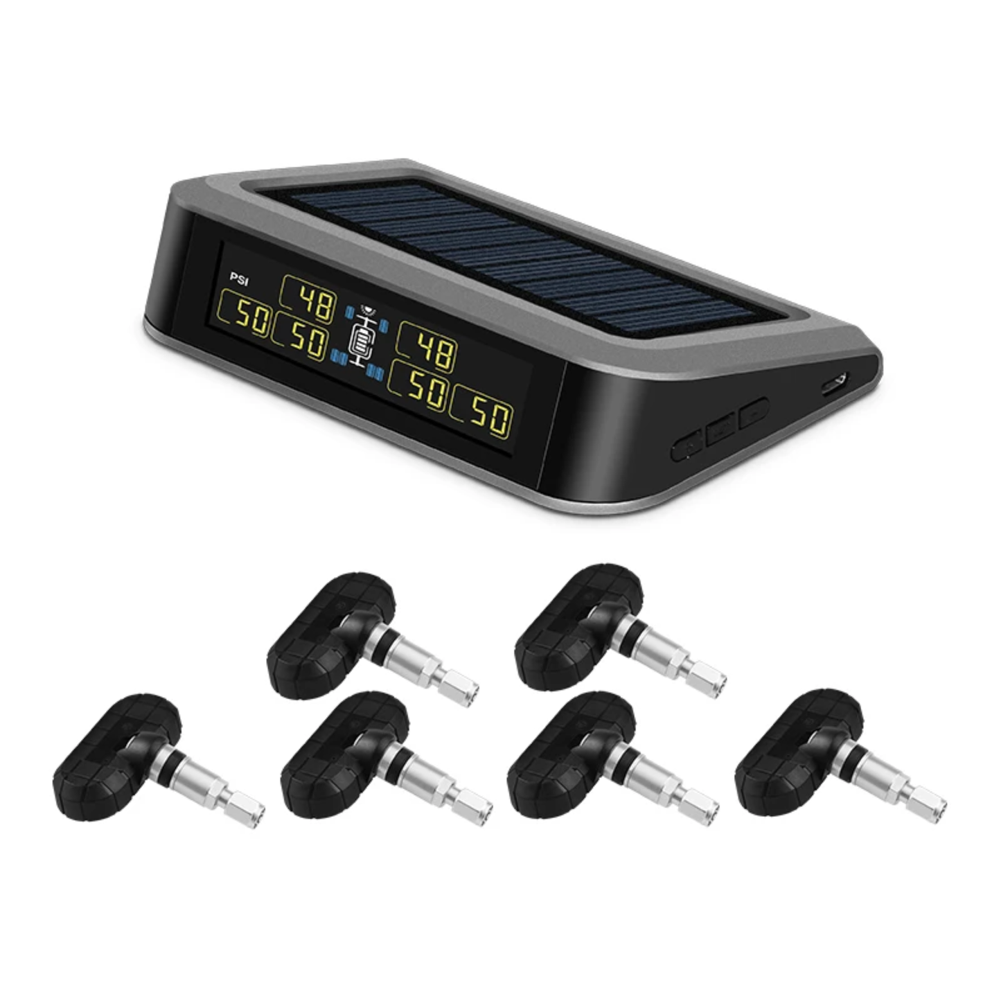 6-Sensor Tire Pressure Monitor with Solar Panel