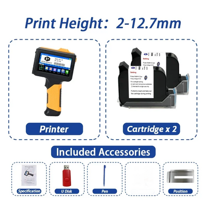 Portable Coding and Label Printer with 2 Inks QR Printing