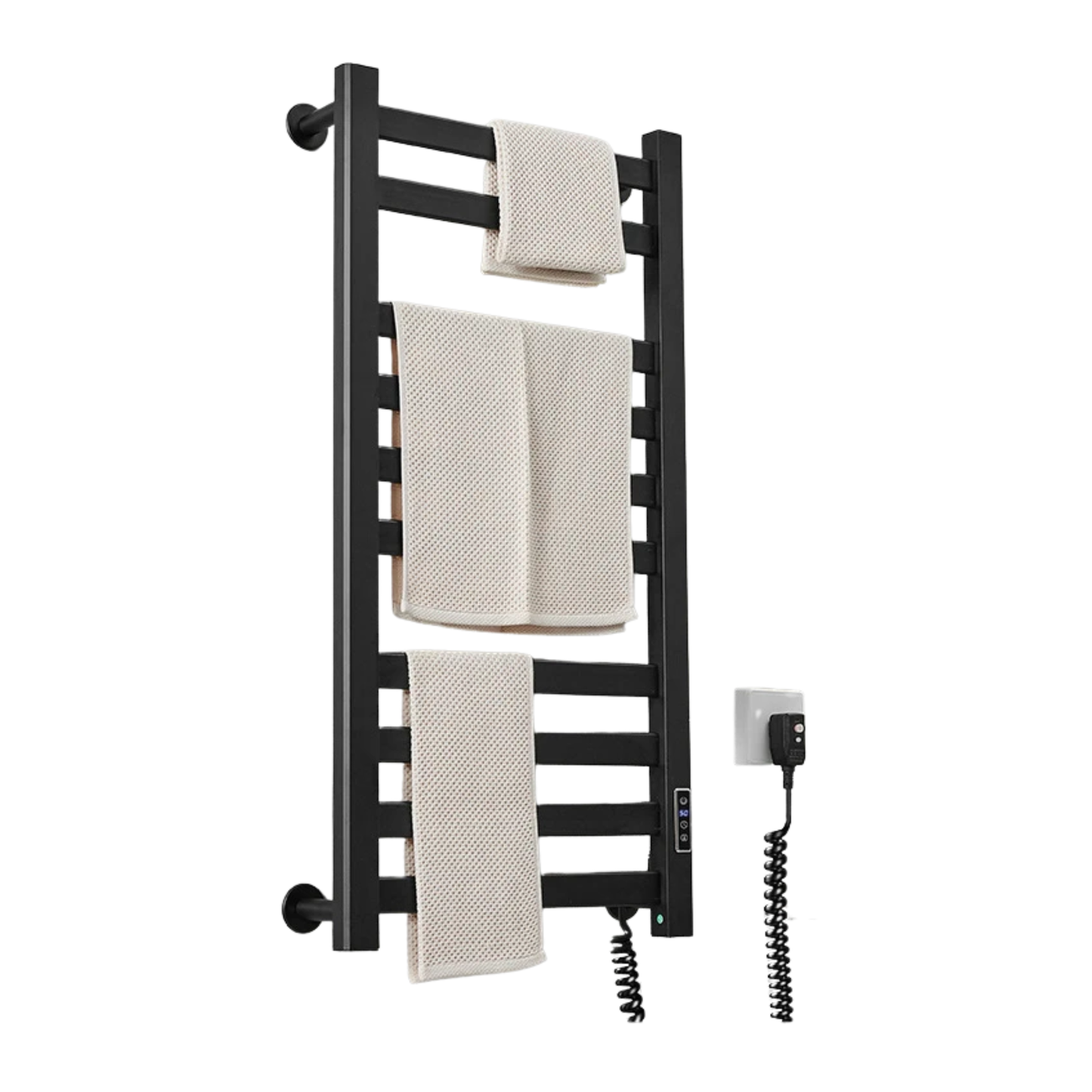 Smart Black Heated Towel Rack