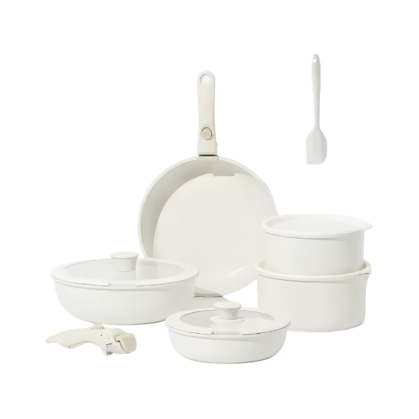 12 Piece Non-Stick Cookware Set with Removable Handle