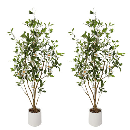 2-Pack 120cm Pink Artificial Myrtle Trees with Pots