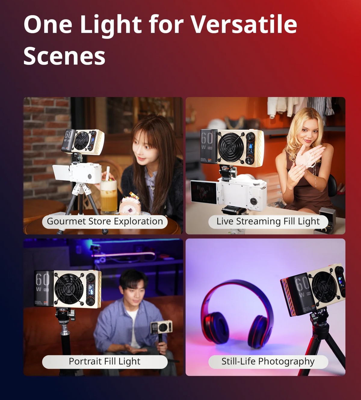 60W Portable LED Camera Light for Video Recording