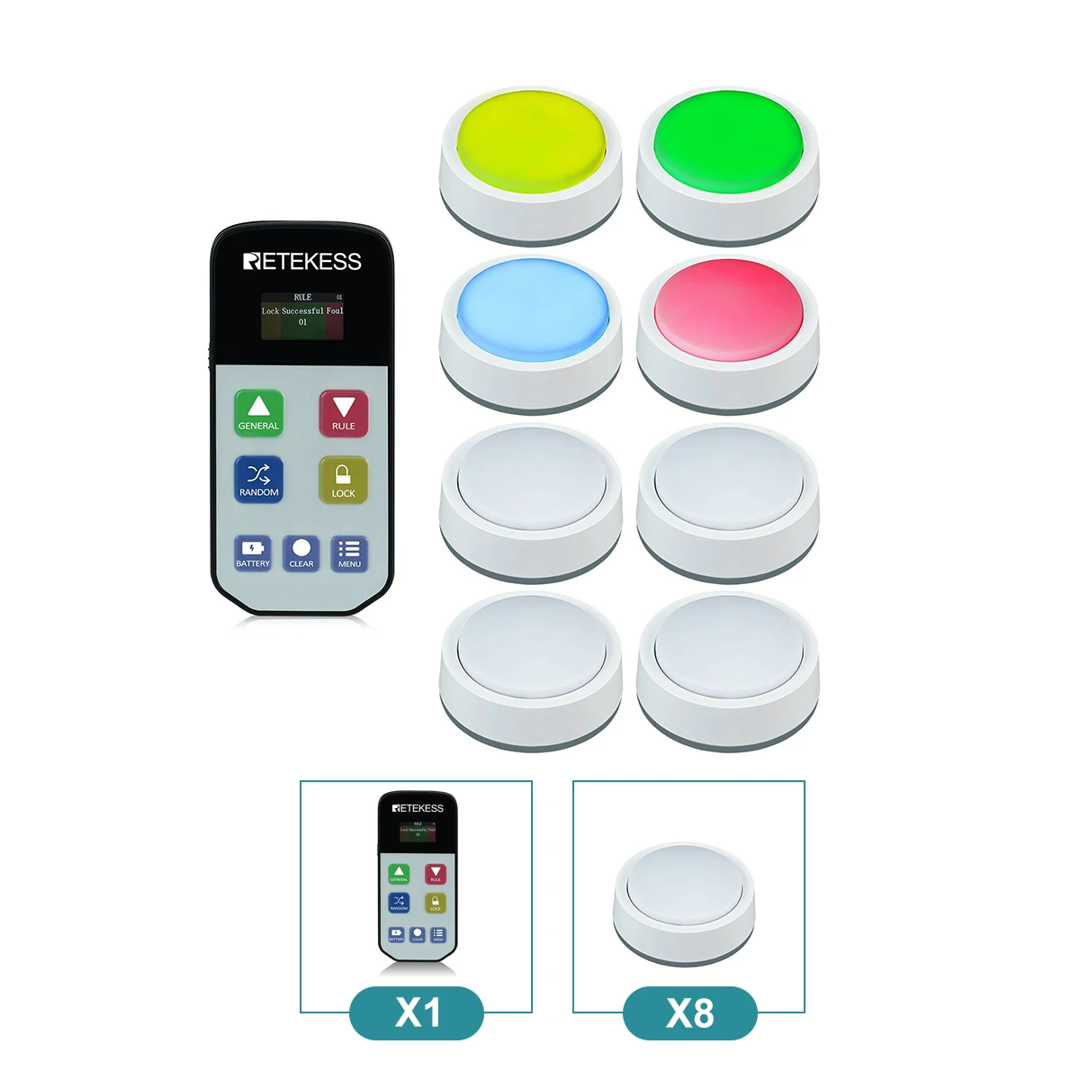 Wireless Quiz Buzzer System 1 Host 8 Buttons Game