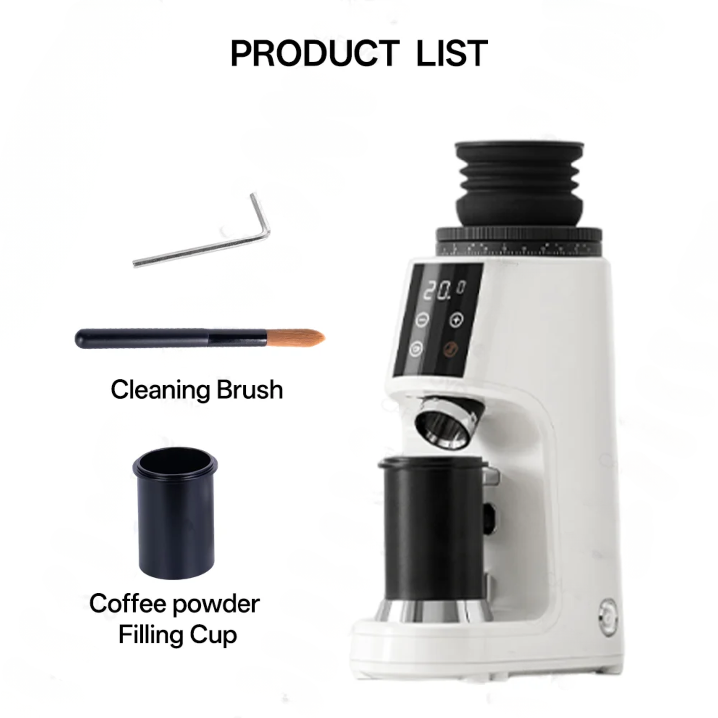 High-Precision 64mm Flat Burr Coffee Grinder White 4.0