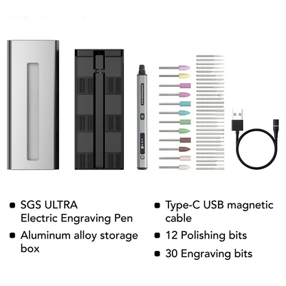 Portable Electric Engraving Pen with 42 Accessories Gray