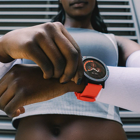 Rechargeable Smartwatch with GPS Blood Oxygen Monitor Orange Edition
