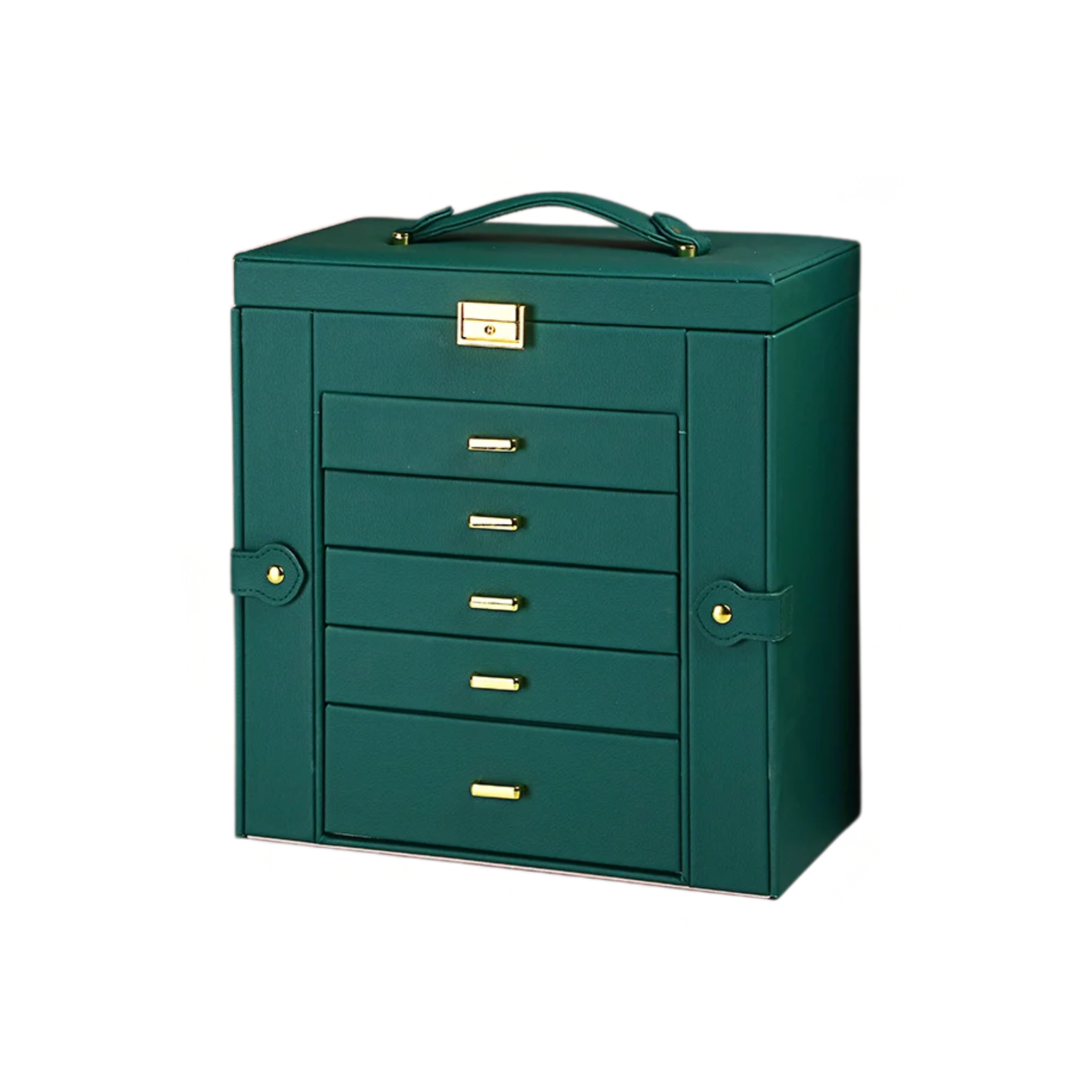 Five Layer Green Jewelry Organizer Box Necklace Ring Watch Storage