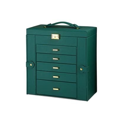 Five Layer Green Jewelry Organizer Box Necklace Ring Watch Storage