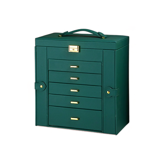 Five Layer Green Jewelry Organizer Box Necklace Ring Watch Storage