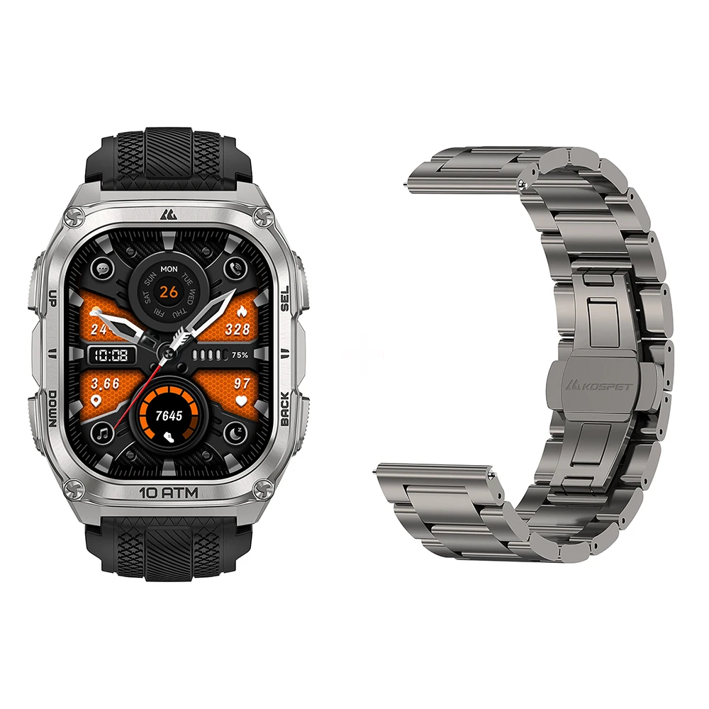 Silver Smartwatch with Extra Strap and Offline GPS Maps