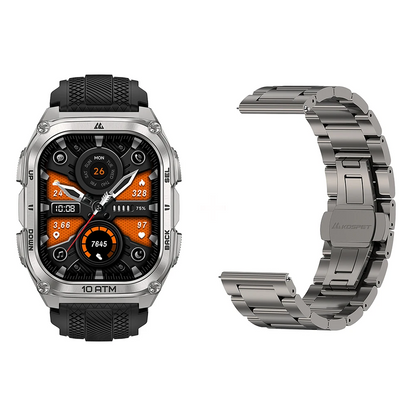 Silver Smartwatch with Extra Strap and Offline GPS Maps