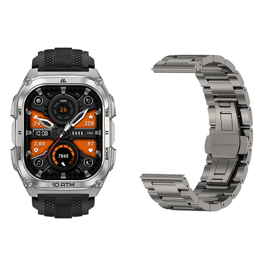 Silver Smartwatch with Extra Strap and Offline GPS Maps