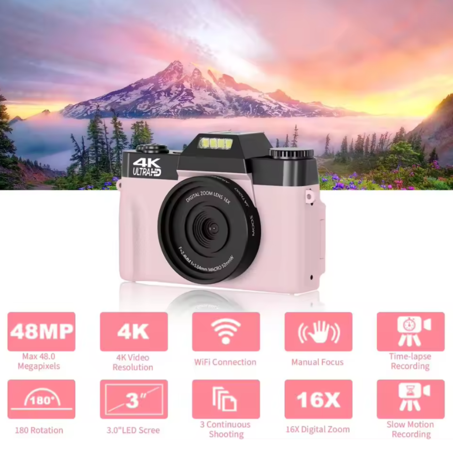 Compact Vlog and Photography Camera Flip Screen 128GB