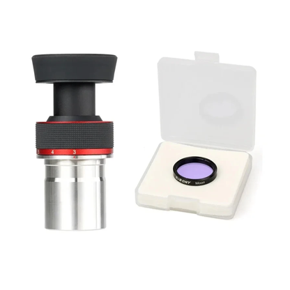 Adjustable Zoom Eyepiece and Lunar Filter for Telescopes