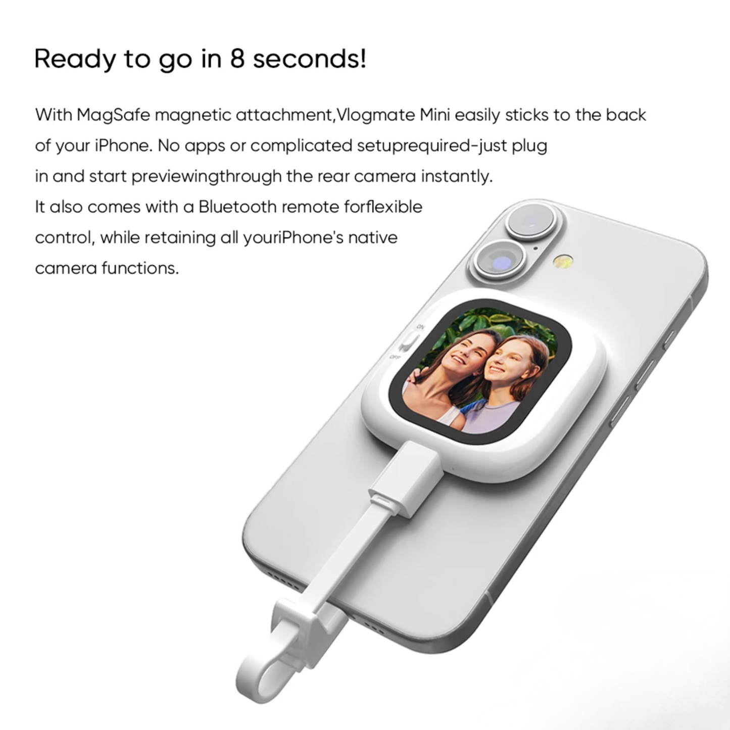 Mini Magnetic Selfie Monitor with AMOLED Screen and Remote