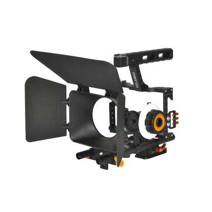Professional Camera Cage with Dual Cold Shoe Mounts Orange