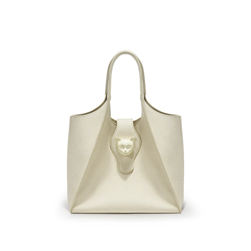 Stylish Creamy Leather Tote for Daily Use