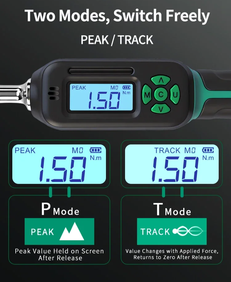 Digital Torque Wrench 1/4 Inch Drive LED Display 1.5-30Nm