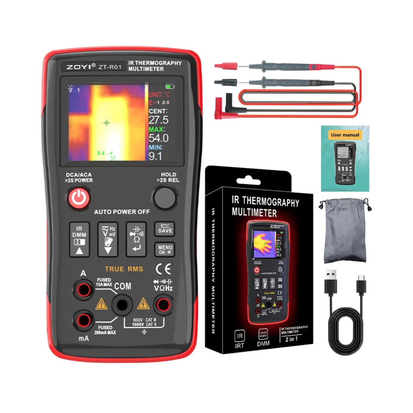 Two-in-One Infrared Thermal Imager & Multimeter Tool