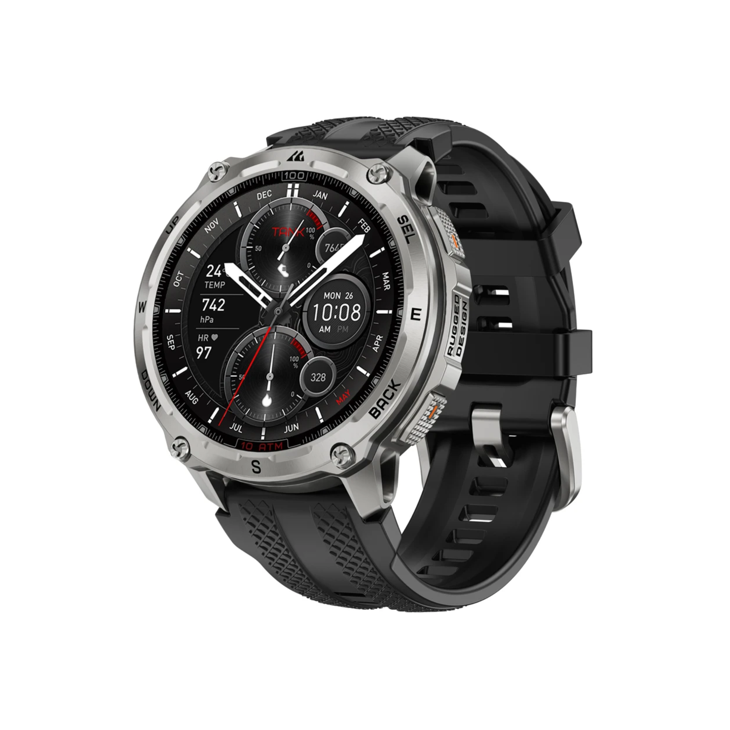 Stainless Steel Rugged Smartwatch for Android iOS