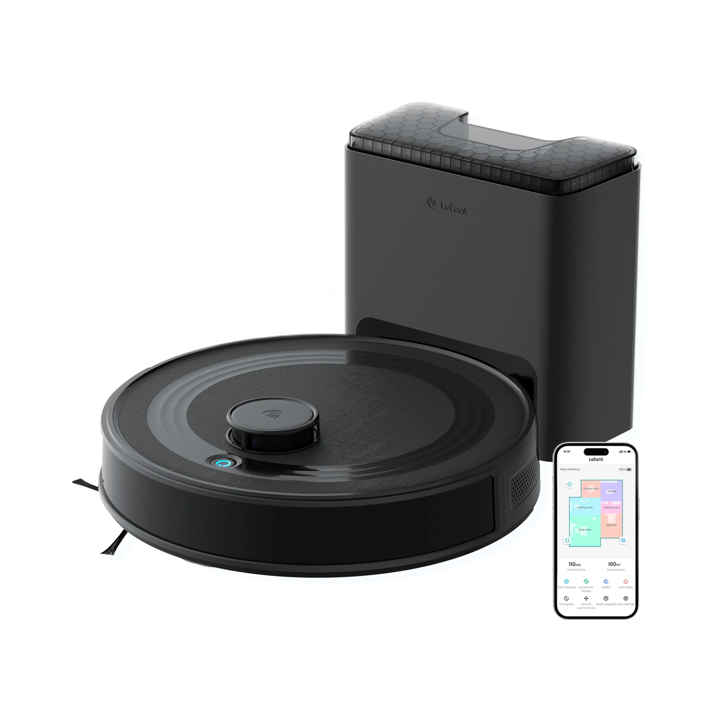 Smart Robot Vacuum Mop 6000Pa Obstacle Avoidance Black
