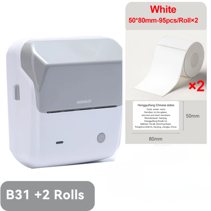 Portable Barcode and QR Code Label Printer 50x80mm 2 Rolls