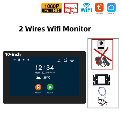 10 Inch WiFi Touch Doorbell Monitor 1080p Apartment Intercom