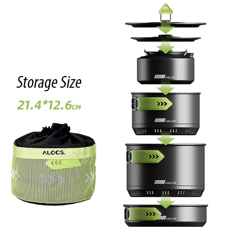 Portable Camping Cookware Set Pots Pan Kettle Mess Kit