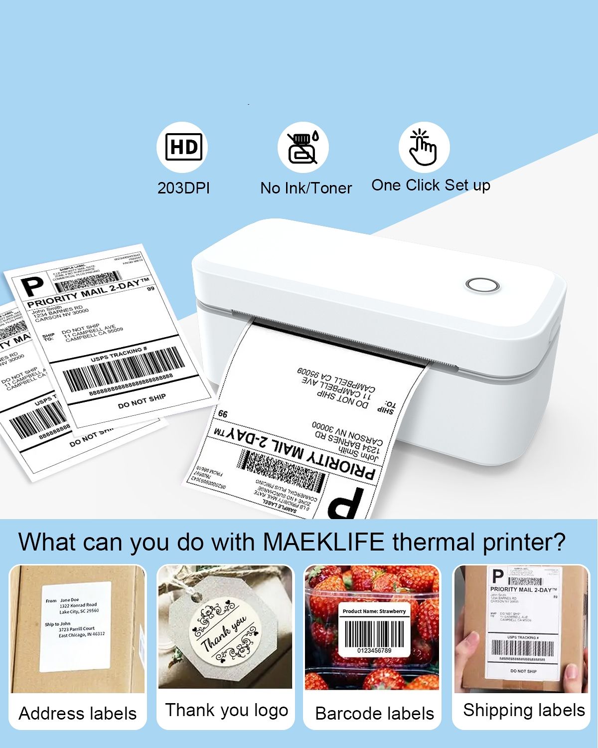 110mm Bluetooth Thermal Label Printer Wireless for Shipping Labels