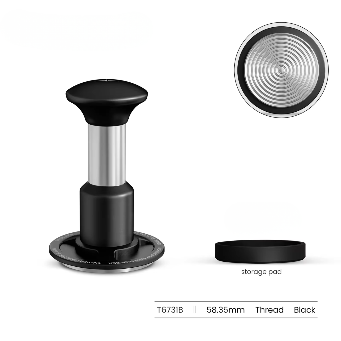 Barista 58.35mm Espresso Tamper Black 4-Spring Tool