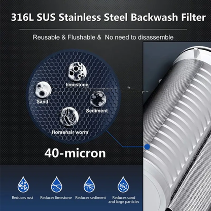 Adjustable 3/4–1" Backwash Sediment Water Filter with Gauge