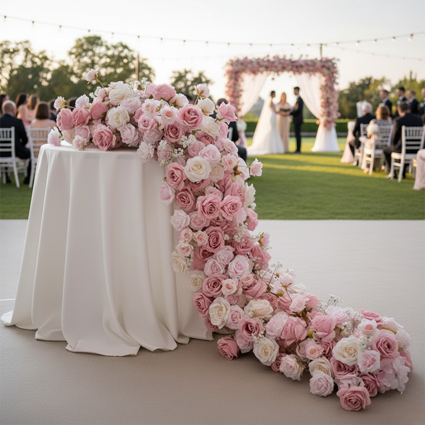 Premium Faux Rose Garland for Ceremony Backdrop