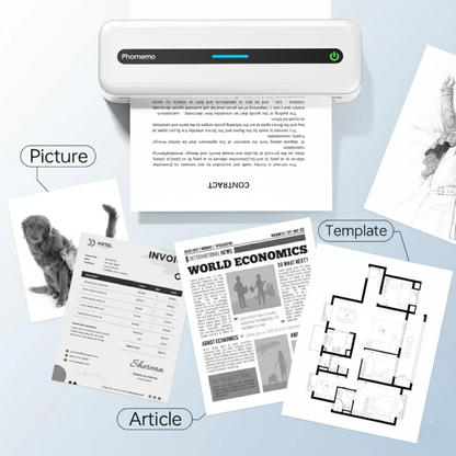 Wireless Inkless Thermal Printer for Phone and Laptop White