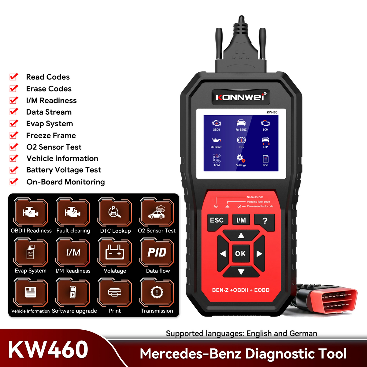 Professional OBD2 Car Diagnostic Scanner Full System Fault Code Reader