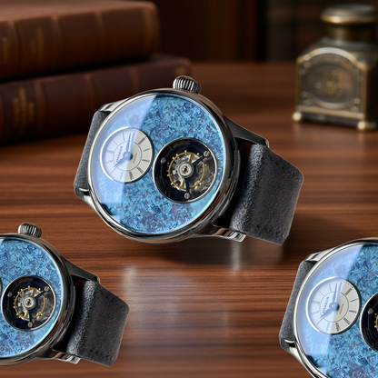 Precision Mechanical Tourbillon Watch Blue Titanium Case
