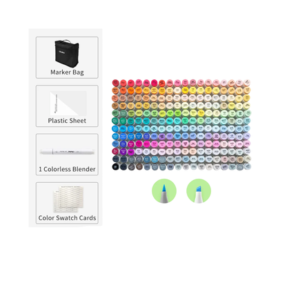 216pc Brush & Chisel Alcohol Sketch Markers