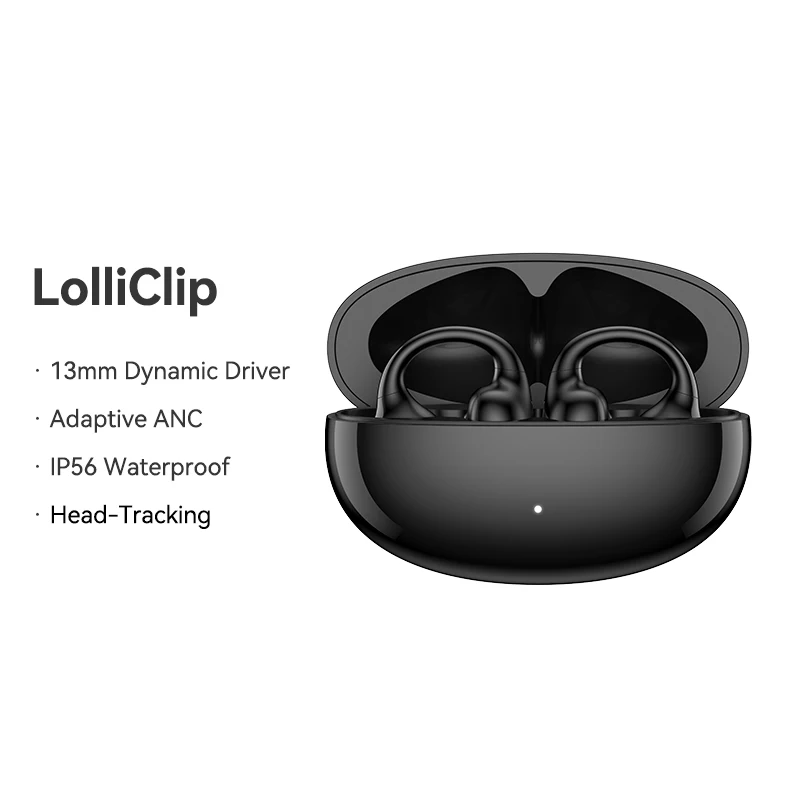 Black Open-Ear Earphones with Multipoint & Long Battery