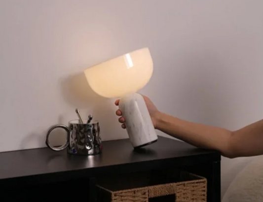 Modern Red Marble Lamp with Portable USB Charging