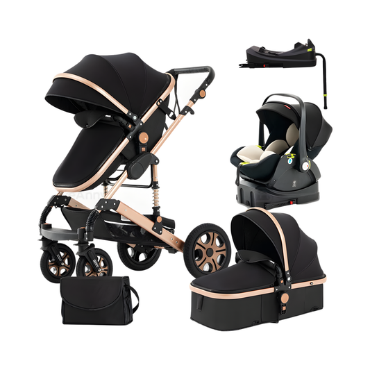 Convertible Black Baby Stroller and Travel System