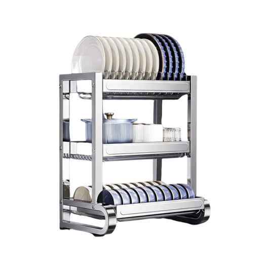 Multi-Tier Kitchen Dish Drainer with Drainboard Organizer