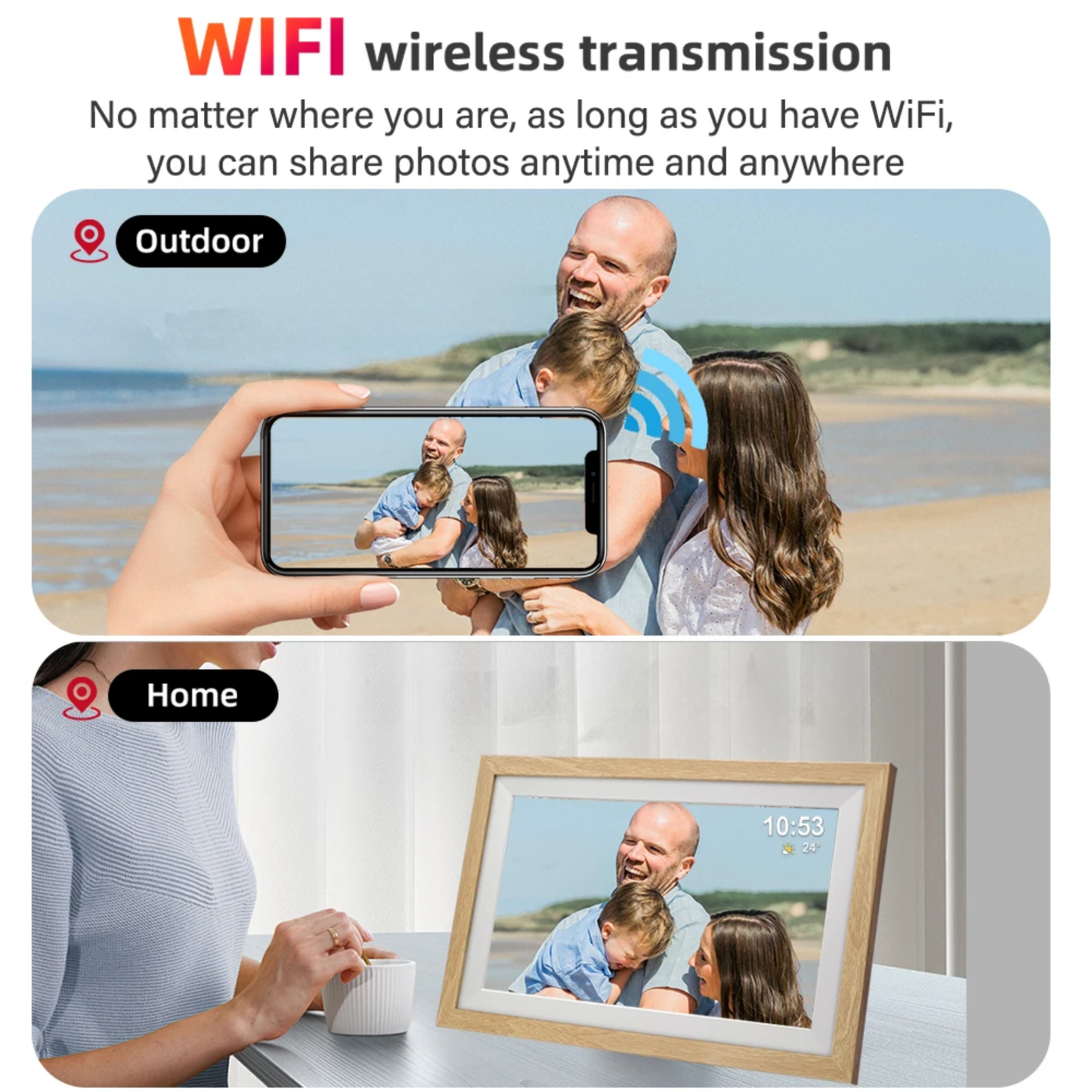 10.1 Inch WiFi Digital Photo Frame 32GB IPS Touch