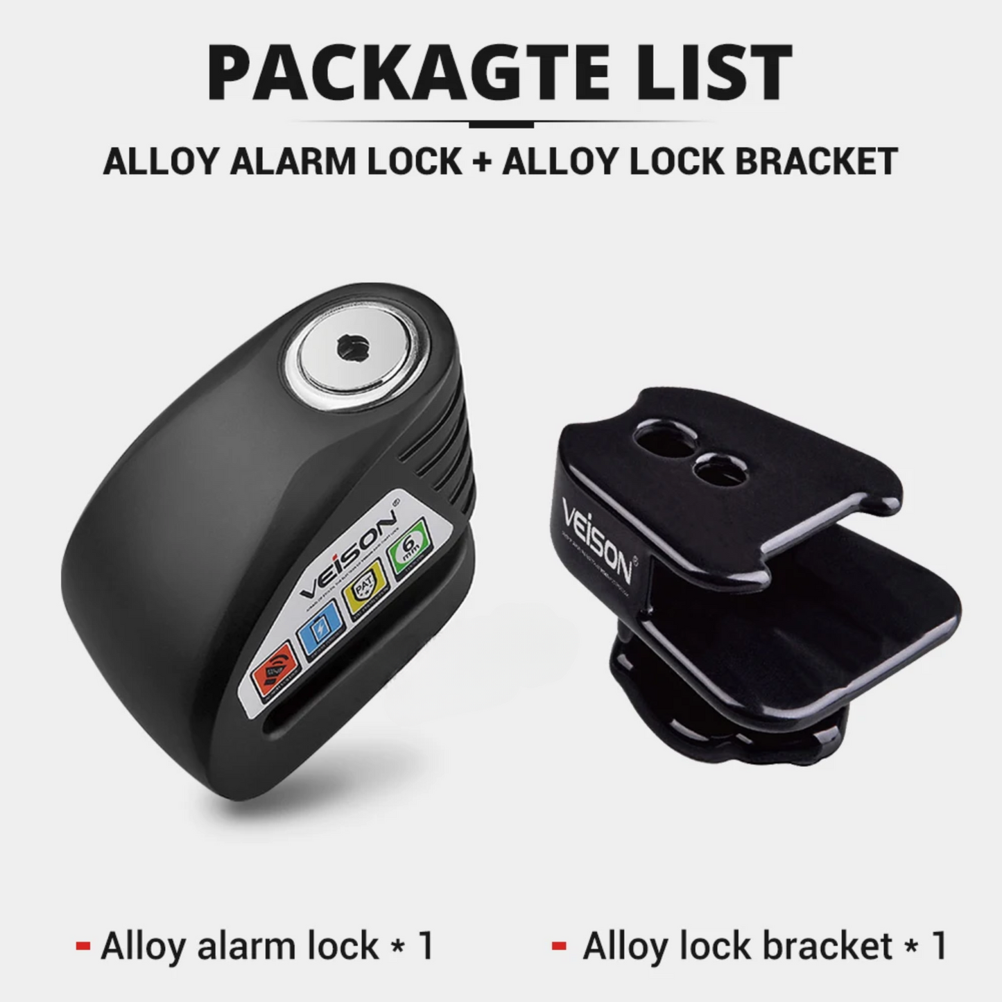 Alloy Motorcycle Disc Lock with Alarm Set
