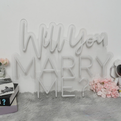 60x48cm White Neon Will You Marry Me Wall Decoration