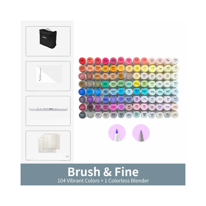 104 Colour Fine Tip Alcohol Art Marker Set