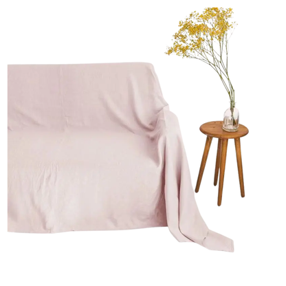 Soft Pink Linen Sofa Cover Living Room Slipcover