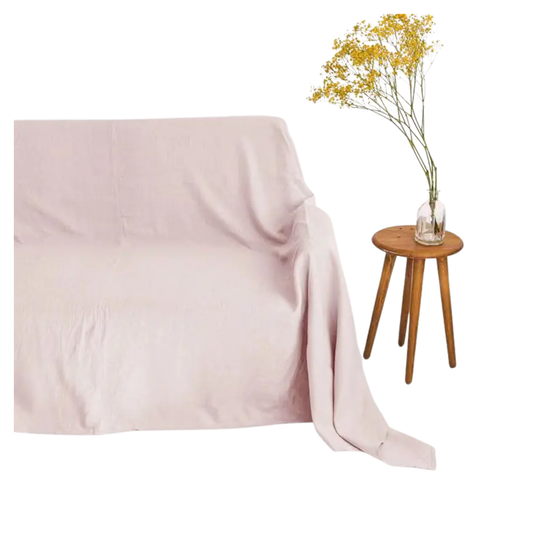 Soft Pink Linen Sofa Cover Living Room Slipcover