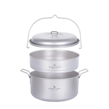Portable 4.5L Titanium Pot with 2L Steamer Set