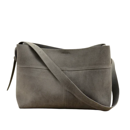 Grey Suede Leather Women’s Tote Shoulder Bag