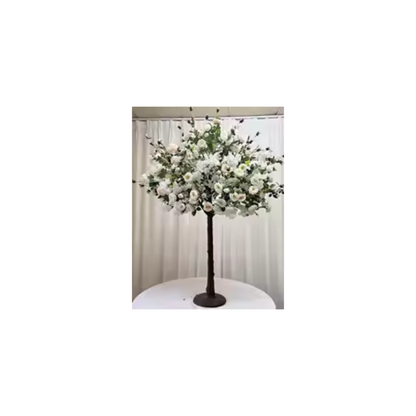 Tea White Champagne Sakura Artificial Flower Tree Decor