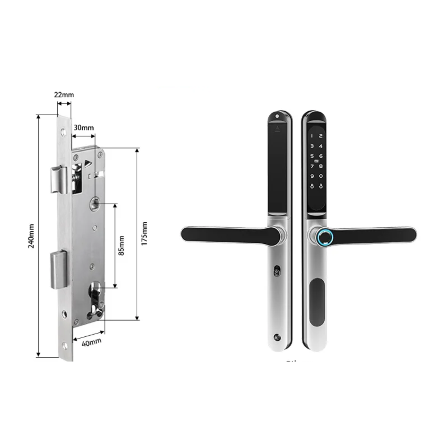 Waterproof Smart Door Lock Fingerprint Bluetooth Silver